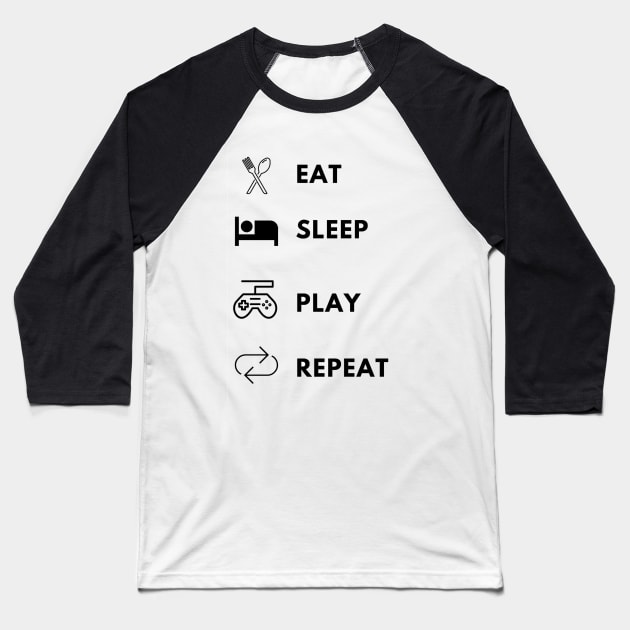 Eat sleep play repeat gamer lifecycle Baseball T-Shirt by Bravery